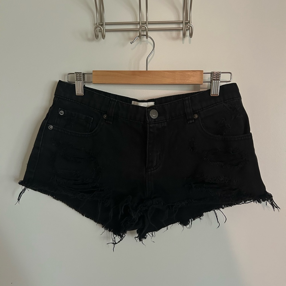 Black Distressed Women Shorts